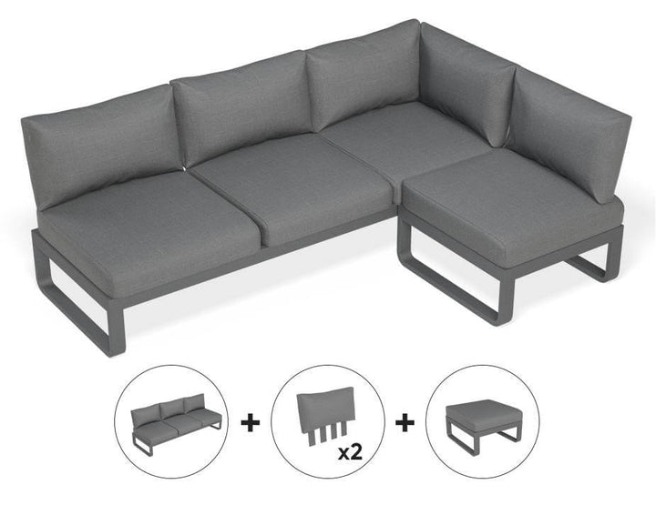 Fino Config C: Outdoor Modular Sofa (Avail in Matte Charcoal & Matte White Frame)