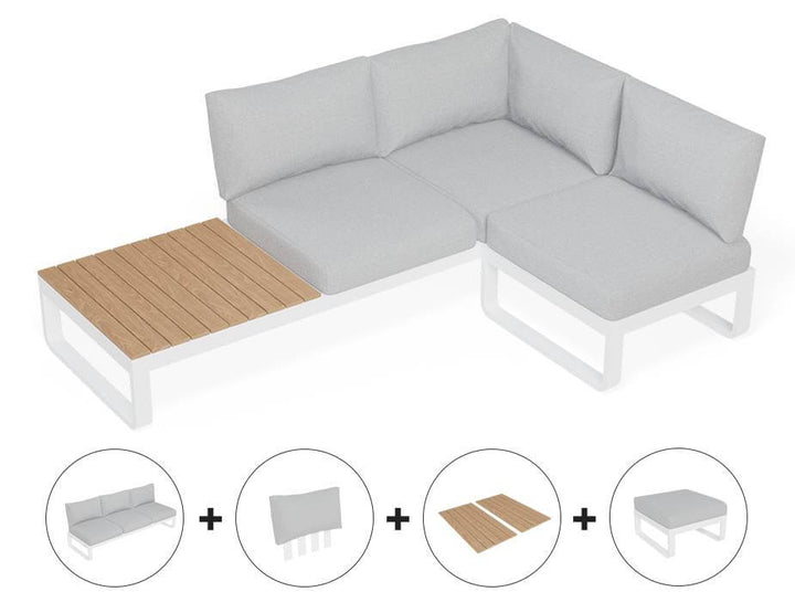 Fino Config D: Outdoor Modular Sofa (Avail in Matt Charcoal & Matt White Frame)