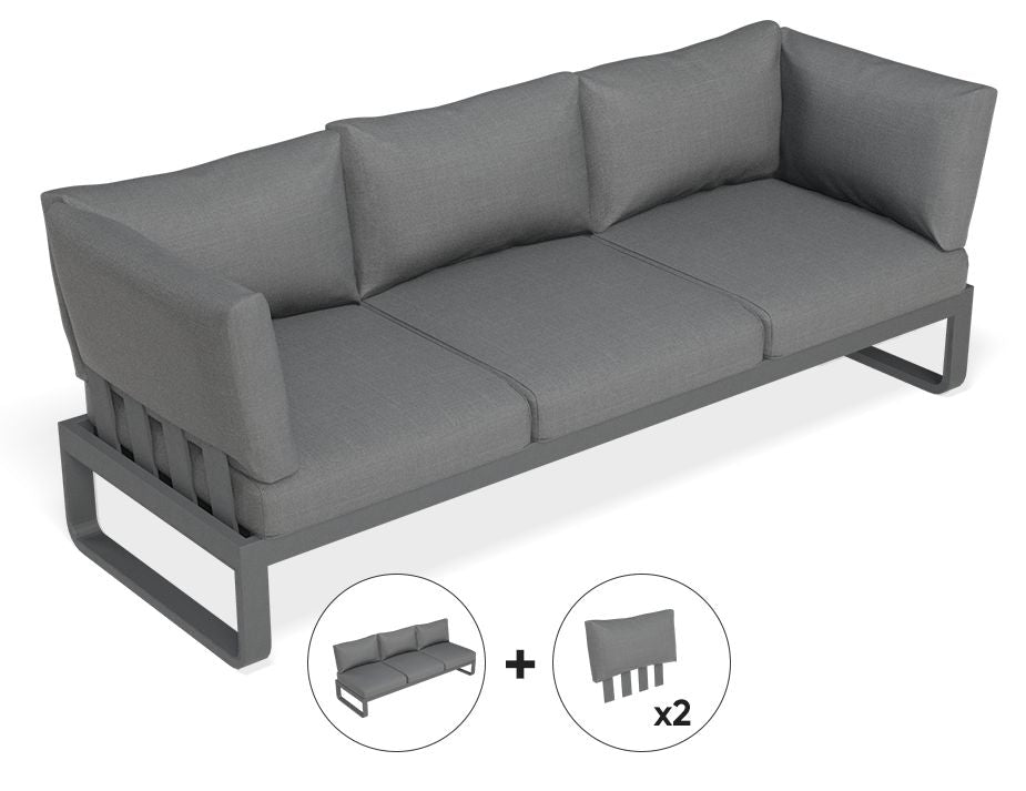 Level Fino Config A: Outdoor Modular Sofa (Avail in Matt Charcoal & Matt White Frame)