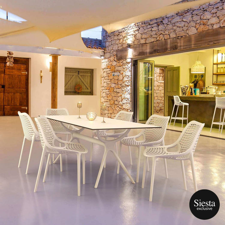 Siesta Air Table 180 & 6 Siesta Air Chair Outdoor Dining Setting (Available in Black & White)