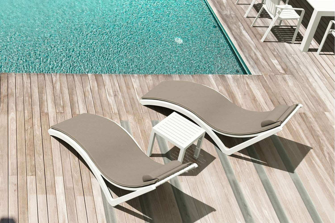 Siesta Slim Sunlounger with Cushion/Ocean Side Table 3pc Package