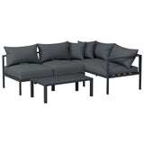 Gardeon 4pc Outdoor Lounge Set - 4-Seater Outdoor Sofa & Chairs - Charcoal