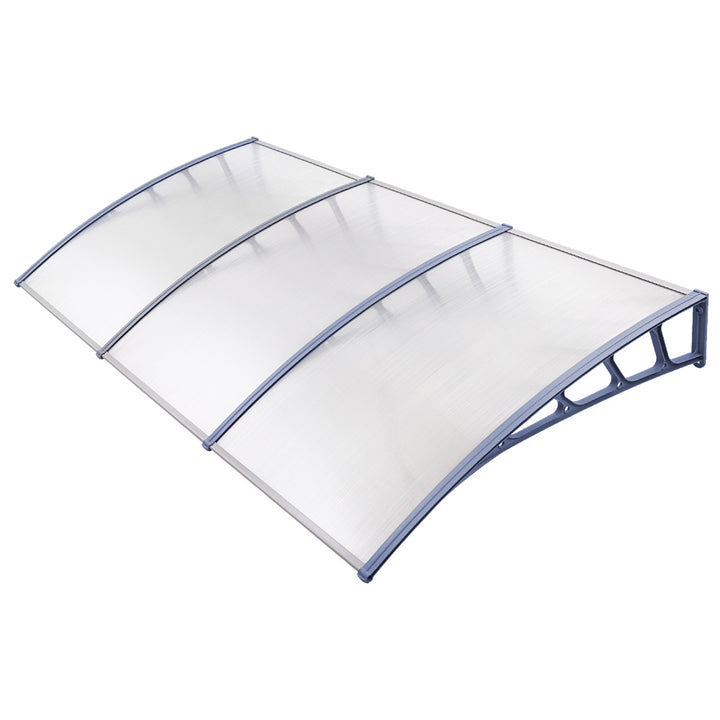 Instahut Window Door Awning Canopy 1.5mx3m Transparent Sheet Grey Plastic Frame