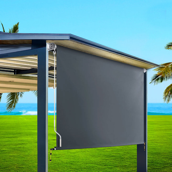 Instahut 1.8X2.5M Outdoor Blinds Awning Roll Down Canopy Retractable Outdoor Blinds Window Shade Grey