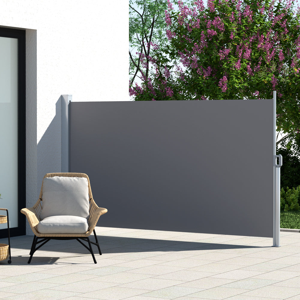 Instahut Retractable Side Awning / Privacy Screen - 1.8m x 3m -Grey