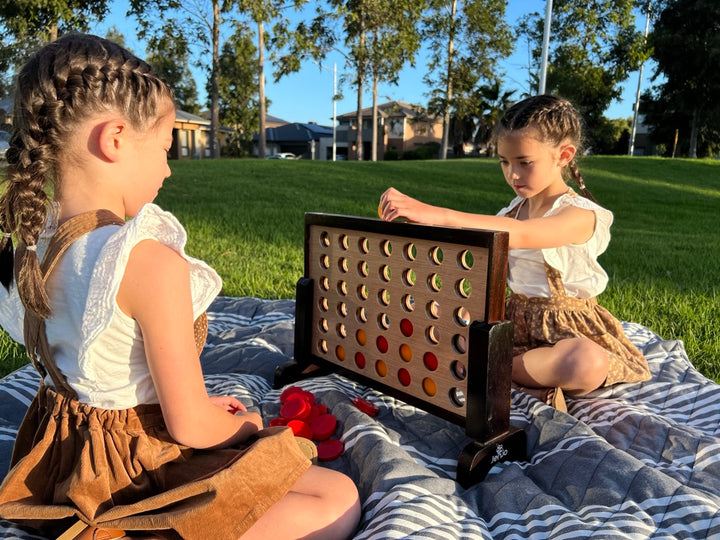 Mini Four In A Row Polished Hardwood 52x16x40cm Outdoor/Indoor Jenjo Boardgame