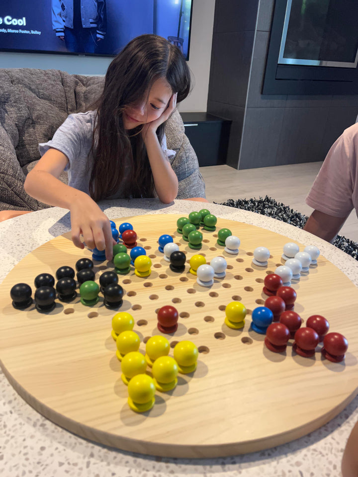 Wooden Giant Chinese Checkers  & Solitare Game 60cm Diameter