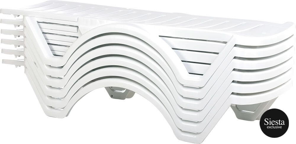 Aqua Sunlounger/Ocean Side Table 3 Pc Package - White