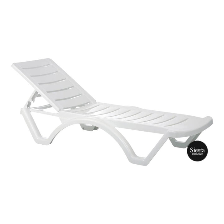 Siesta Aqua Sunlounger/Ocean Side Table 3 Pc Package - White
