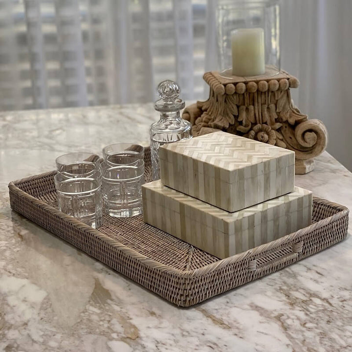 Verandah Rectangular Rattan Tray (Available in 3 Sizes)
