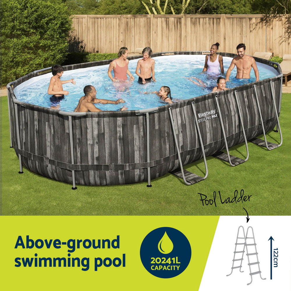 Pool 1m Bestway Steel Frame Above Ground Pool (6.1m x 3.66m x 1.2m / 20241L ...