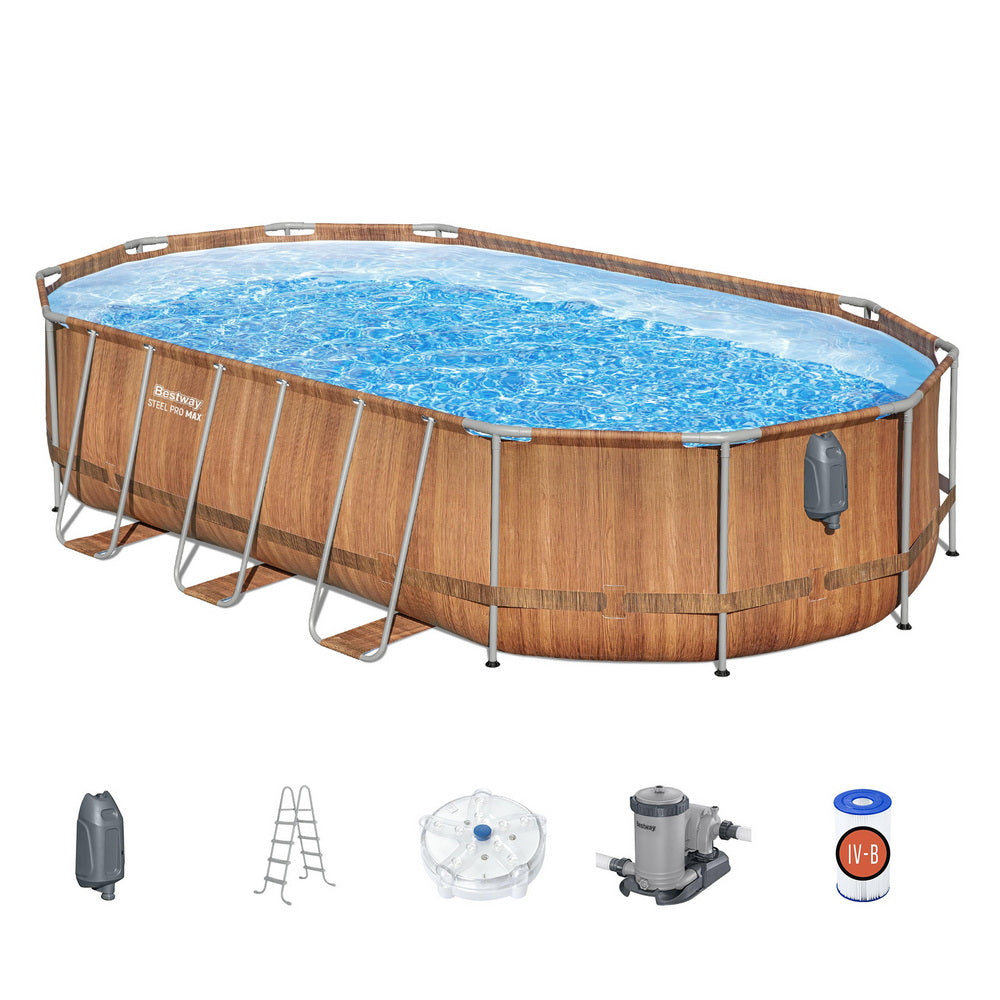 Bestway Swimming Pool & Spa Set - Luxury Steel Frame Luxury Pool  - 6.1m x 3.66m x1.22m