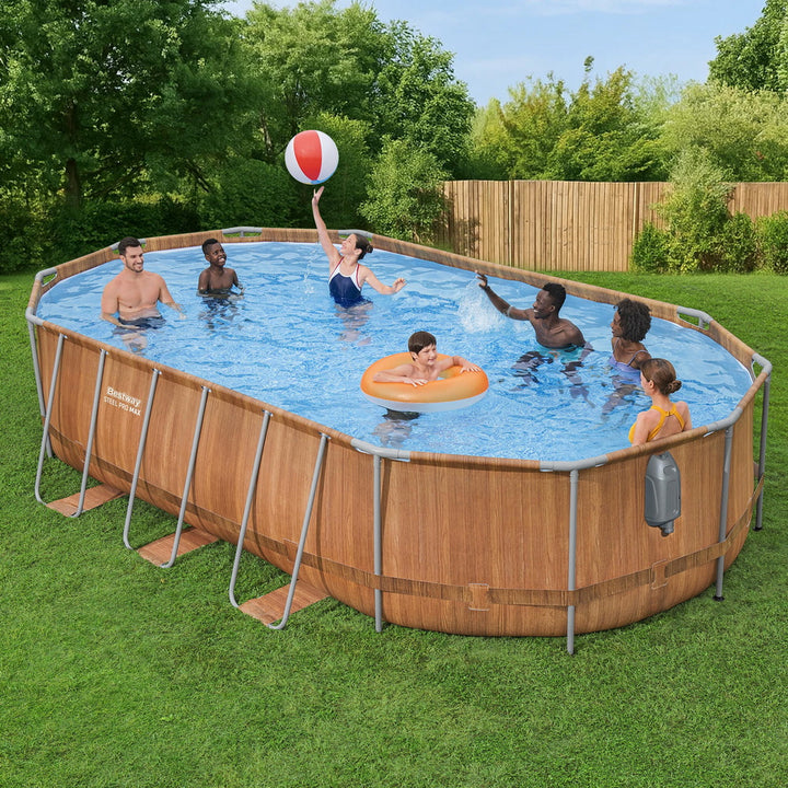 Bestway Swimming Pool & Spa Set - Luxury Steel Frame Luxury Pool  - 6.1m x 3.66m x1.22m