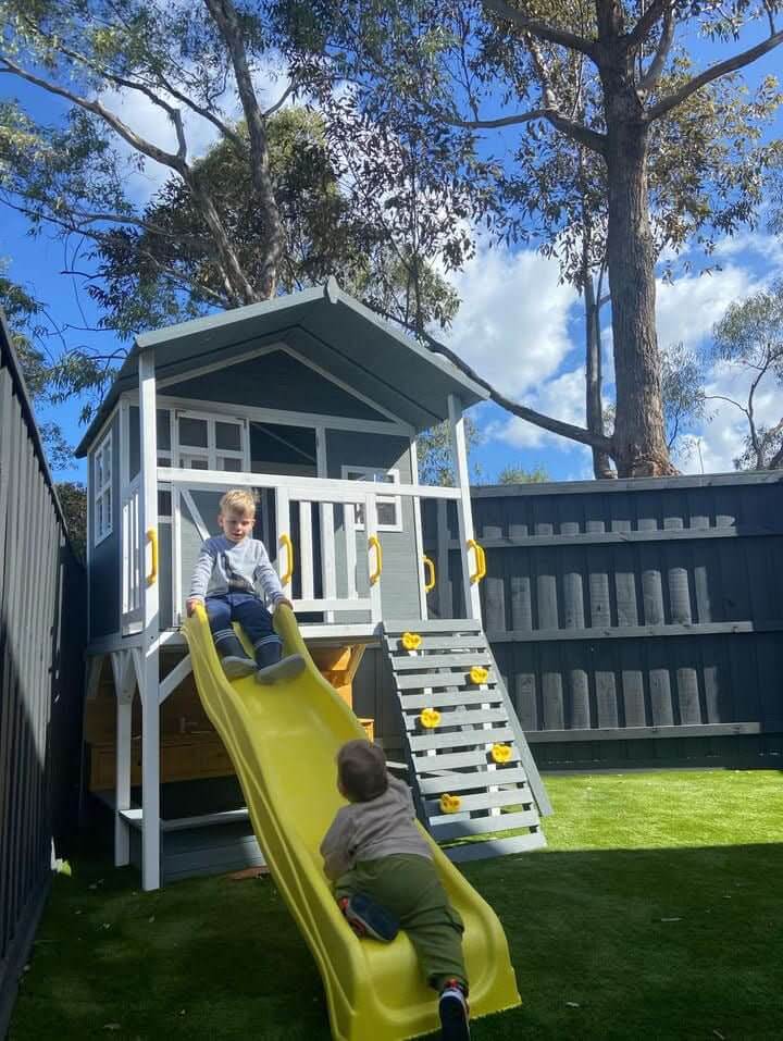 Kidzshack Caboodle Shack Cubby House with Mud Kitchen (Option to Add Swing Set & Monkey Bars)