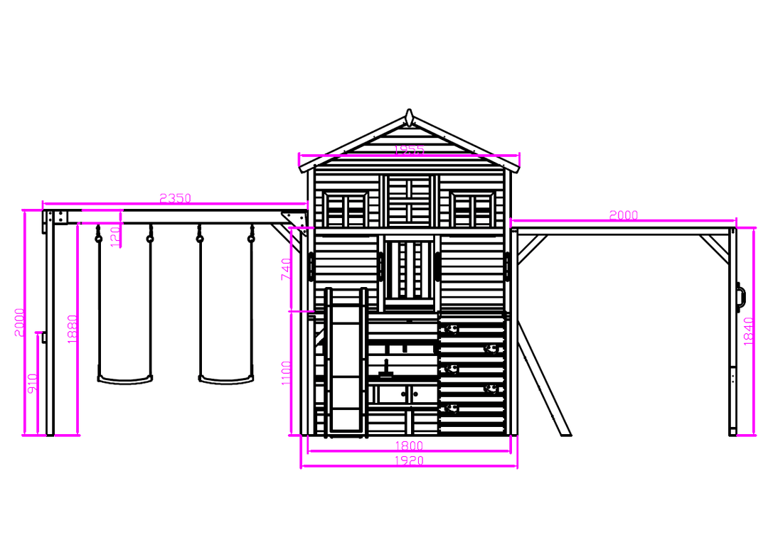 Kidzshack Caboodle Shack Cubby House with Mud Kitchen (Option to Add Swing Set & Monkey Bars)