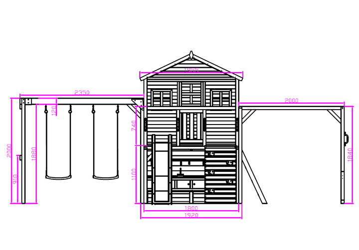 Kidzshack Caboodle Shack Cubby House with Mud Kitchen (Option to Add Swing Set & Monkey Bars)