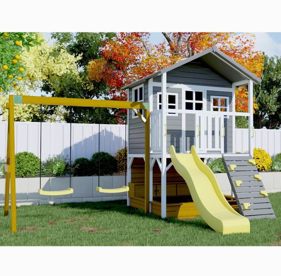 Kidzshack Caboodle Shack Cubby House with Mud Kitchen (Option to Add ...