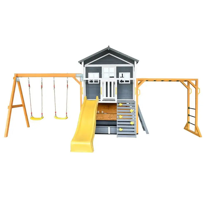 Kidzshack Caboodle Shack Cubby House with Mud Kitchen (Option to Add Swing Set & Monkey Bars)