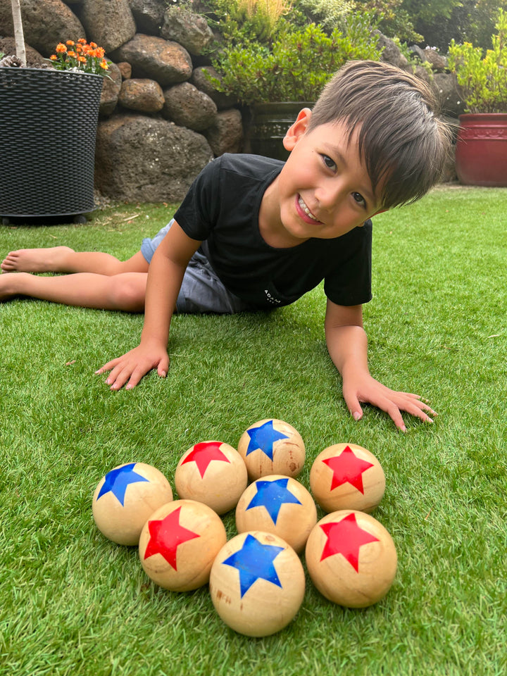 Deluxe 8 Wooden Ball Bowls Bocce Game Set