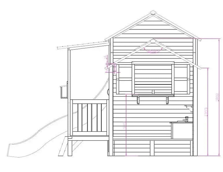 Kidzshack Delightful Shack Cubby House with Slide (with Mud Kitchen option)