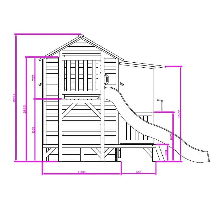 Kidzshack Delightful Shack Cubby House with Slide (with Mud Kitchen option)