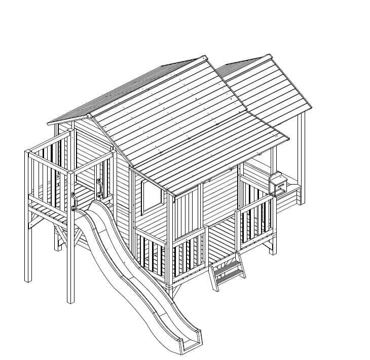 Kidzshack Delightful Shack Cubby House with Slide (with Mud Kitchen option)