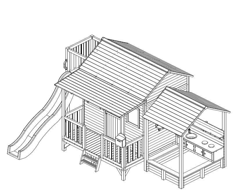 Kidzshack Delightful Shack Cubby House with Slide (with Mud Kitchen option)