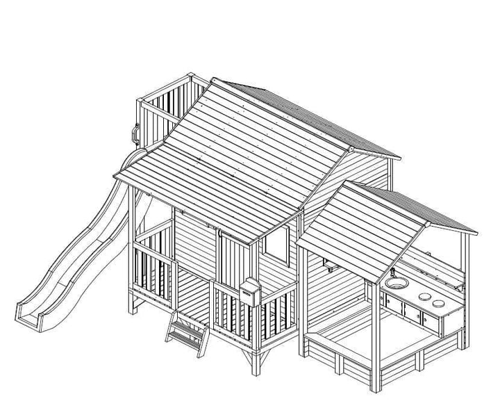 Kidzshack Delightful Shack Cubby House with Slide (with Mud Kitchen option)
