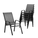 Gardeon x6 Outdoor Dining - Stackable - Grey