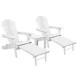 Gardeon 3pc Adirondack Chairs & Table Set - White