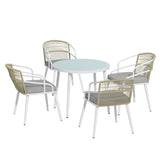 Gardeon 5pc Outdoor Dining Set - Aluminum Table & Chairs - White