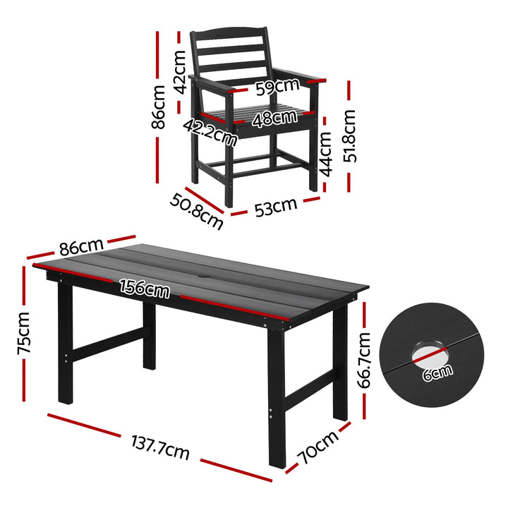 Gardeon 7 Piece Outdoor Dining Set Patio HDPE Table and Chairs Garden Furniture