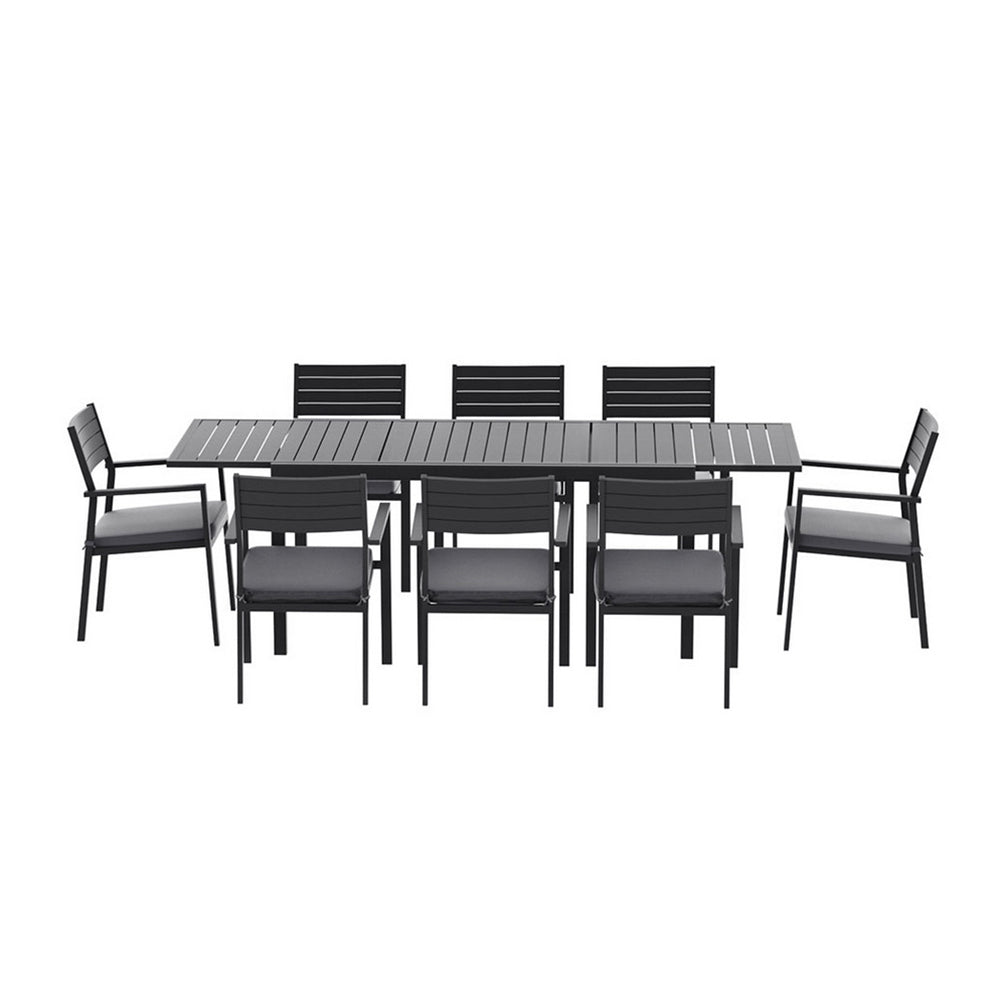 9pc Outdoor Dining Set - Stylish Design with Extendable Table (Aluminum)