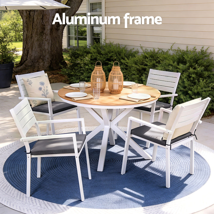 Wpc Tabletop Gardeon Outdoor Dining Set 5 Piece Aluminum WPC Tabletop Patio Furnitu ...