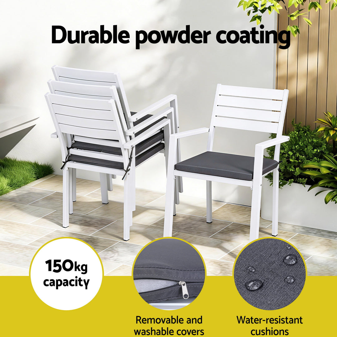 Wpc Tabletop Gardeon Outdoor Dining Set 5 Piece Aluminum WPC Tabletop Patio Furnitu ...