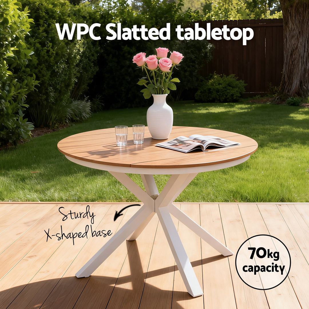 Wpc Tabletop Gardeon Outdoor Dining Set 5 Piece Aluminum WPC Tabletop Patio Furnitu ...