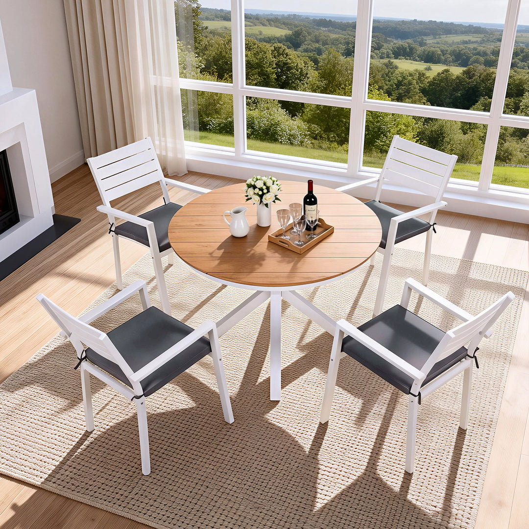 Wpc Tabletop Gardeon Outdoor Dining Set 5 Piece Aluminum WPC Tabletop Patio Furnitu ...