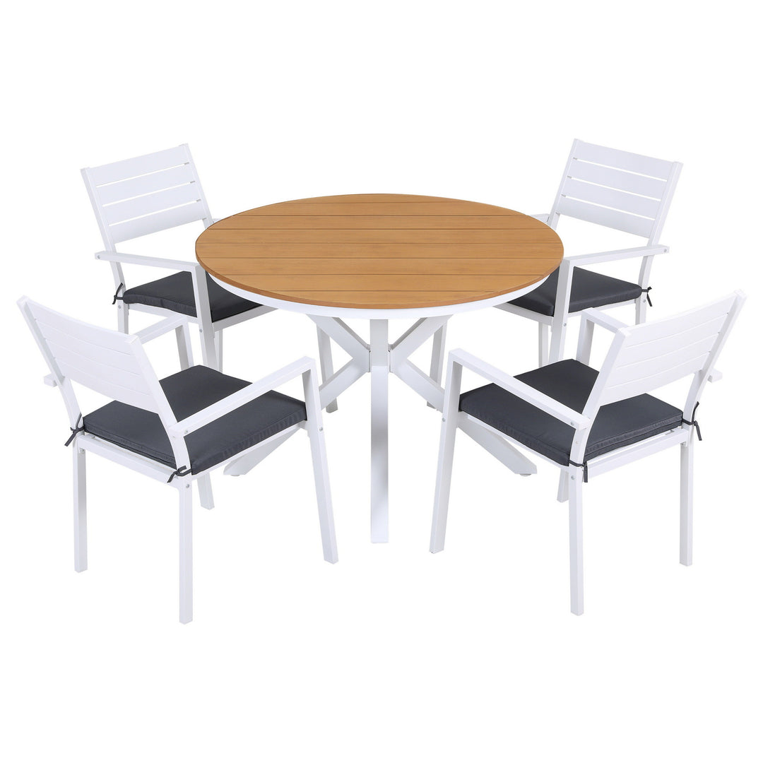 Wpc Tabletop Gardeon Outdoor Dining Set 5 Piece Aluminum WPC Tabletop Patio Furnitu ...
