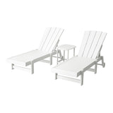 Gardeon Sun Lounge Lounger Table and Chairs Beach Chair Adirondack HDPE Patio Outdoor Furniture Wheels White