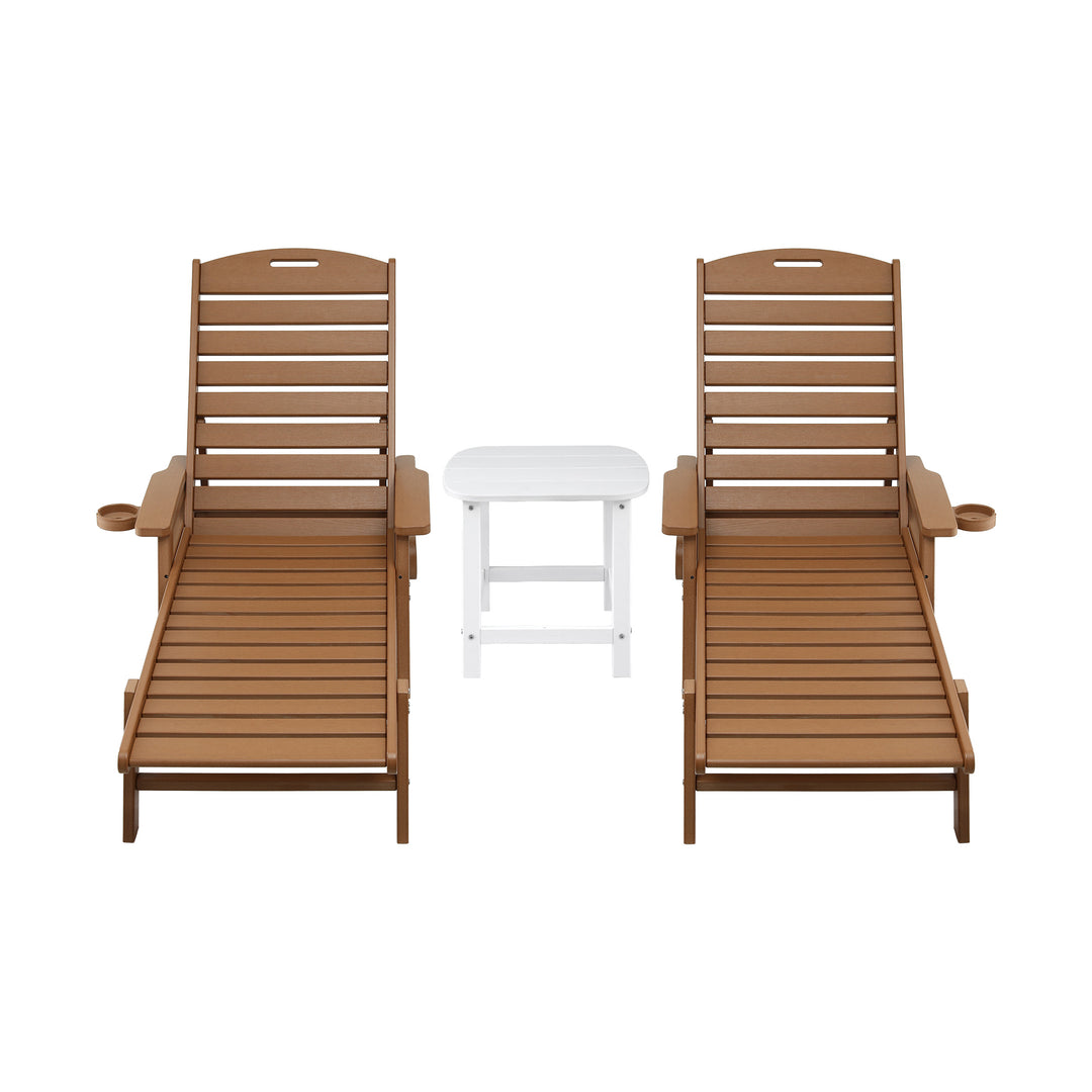 Gardeon Sun Lounge Lounger Table and Chairs Beach Chair HDPE Patio Outdoor Furniture Wheels Brown