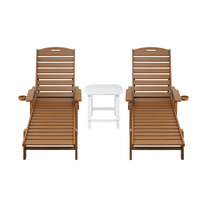 Gardeon Sun Lounge Lounger Table and Chairs Beach Chair HDPE Patio Outdoor Furniture Wheels Brown