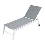 Gardeon Sun Lounger - Adjustable -  White Aluminium Frame