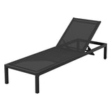 Gardeon Sun Lounge - Aluminium - Adjustable with Wheels - Black