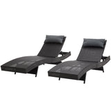 Gardeon 2pc Sun Lounge - Wicker / Adjustable - Black