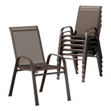 Gardeon x6 Outdoor Dining Chairs - Stackable - Brown
