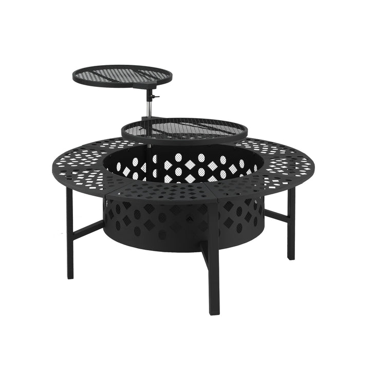 Grillz Fire Pit BBQ Charcoal Smoker Portable Mesh Pits Outdoor Camping Fireplace
