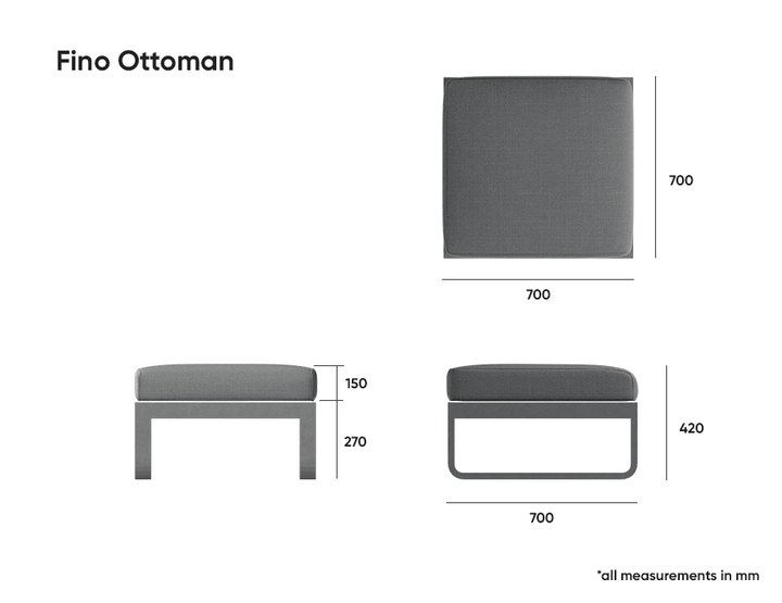 Fino Ottoman (Avail in Matt Charcoal & Matt White Frame)