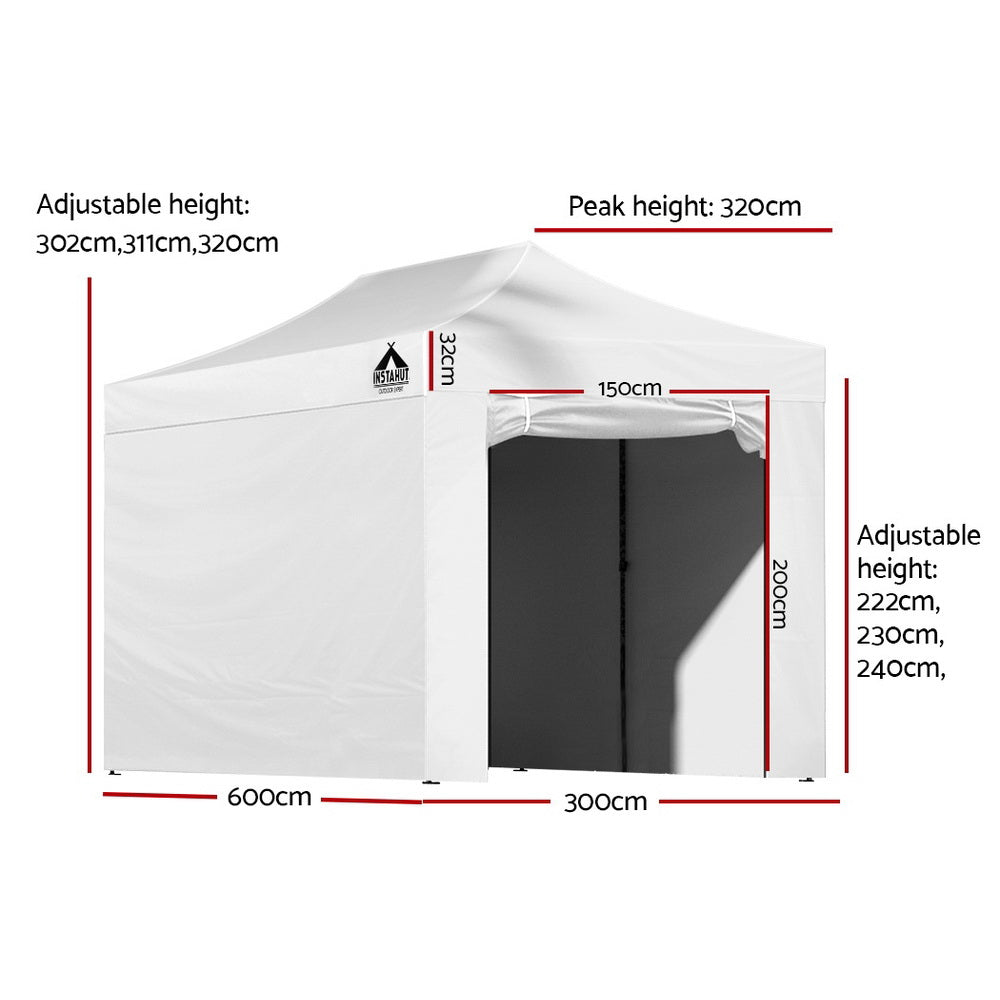 Instahut Pop Up Gazebo / Marquee 3m x 6m - White
