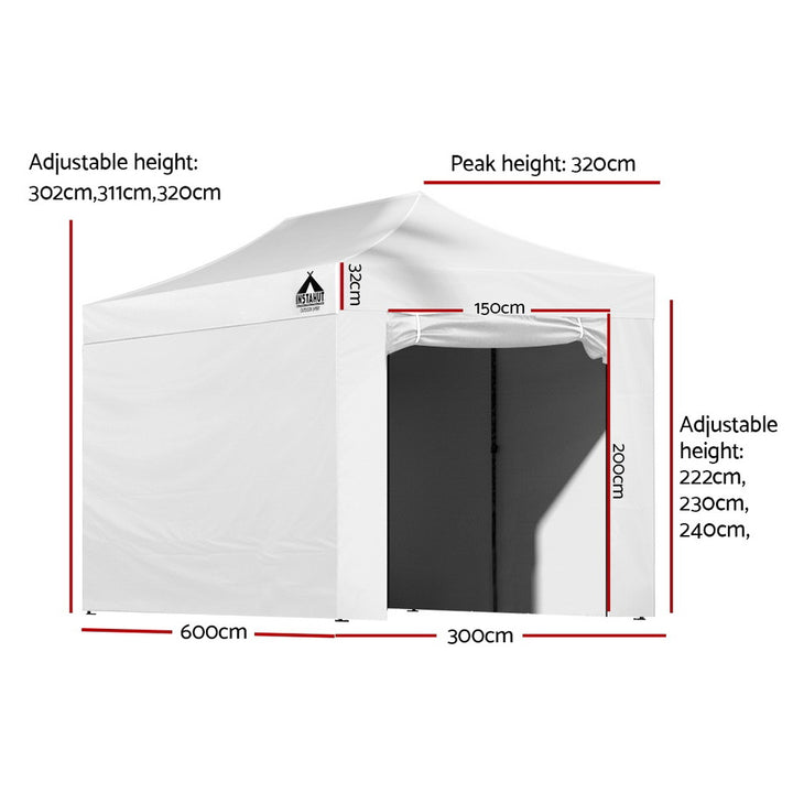 Instahut Pop Up Gazebo / Marquee 3m x 6m - White