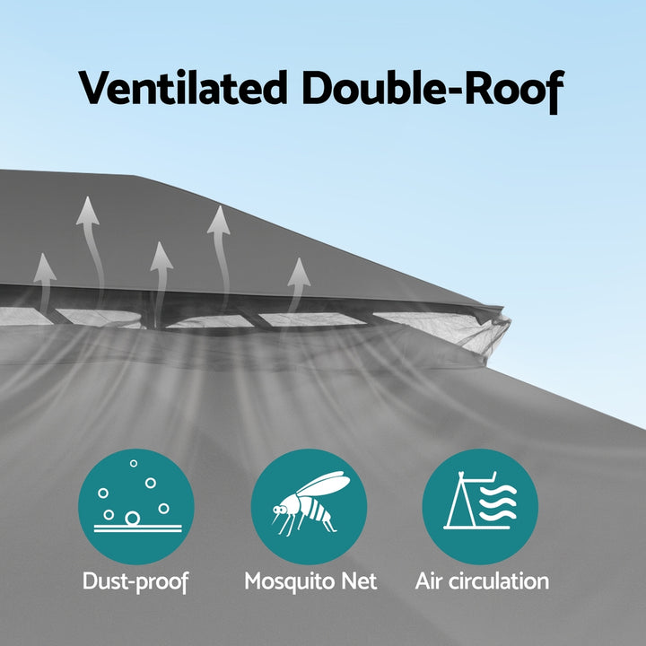 Instahut Gazebo 3x4m Canopy Outdoor Steel Frame Patio Tent Curtains Marquee Grey